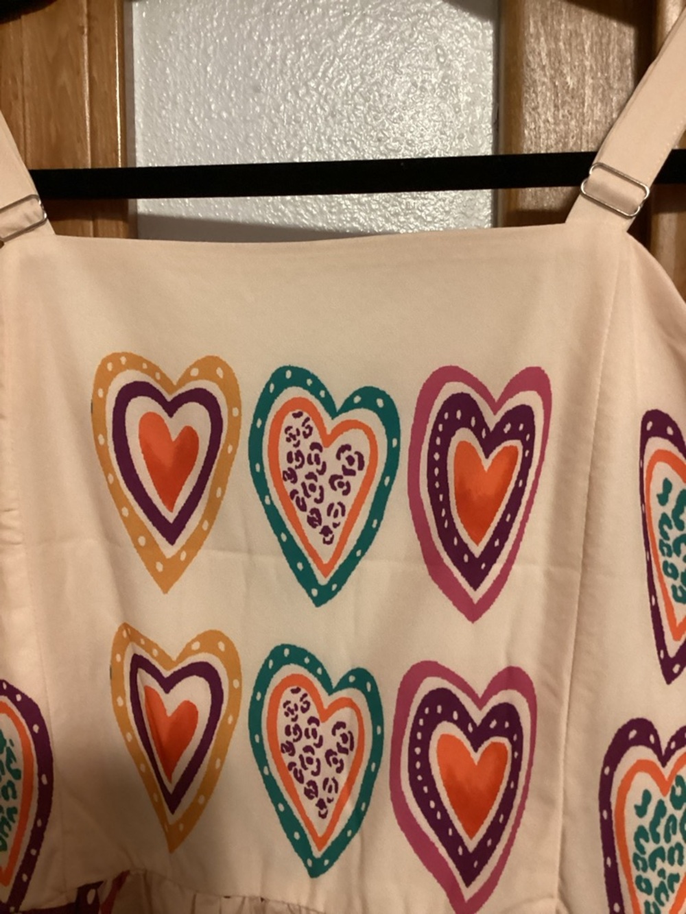 Cream Heart-Print Maxi Dress - Orange, Pink, Purple & Teal, EUC - Picture 2 of 8